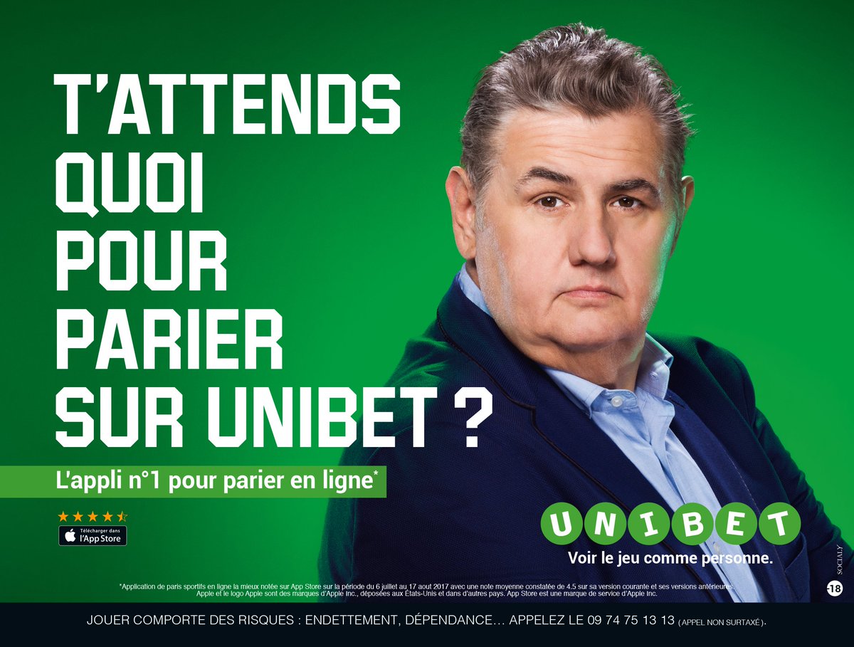 SocialyFR's tweet photo. Ben oui, t'attends quoi ? #Unibet est l'appli n°1 pour parier en ligne, et l'affiche actuellement ! #Sport #Publicité #affiche @PierreMenes https://t.co/gtq5EBTKxt