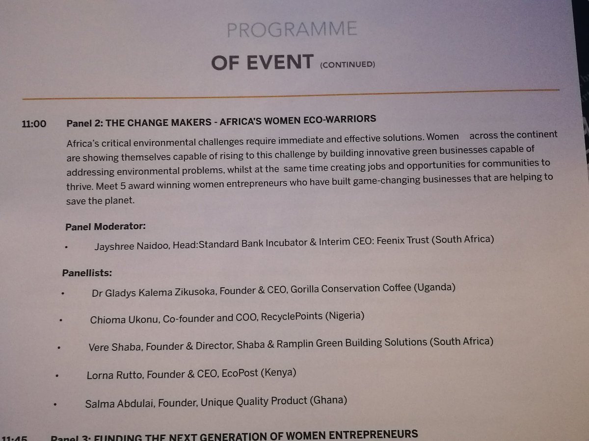 YogitaRed8's tweet photo. #Africa's leading #eco #womenentrepreneurs reminding us the importance of #environmental business impact #LionessesofAfrica panel 2 https://t.co/gW8Z0lGV5c