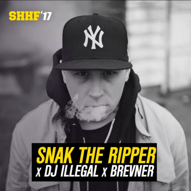 SJKHIPHOP's tweet photo. @SnakTheRipper x Dj Illegal x Brevner, SHHF 2017, Osuma-stage kello 23.15! #shhf17 https://t.co/nbRZvXgU5Y