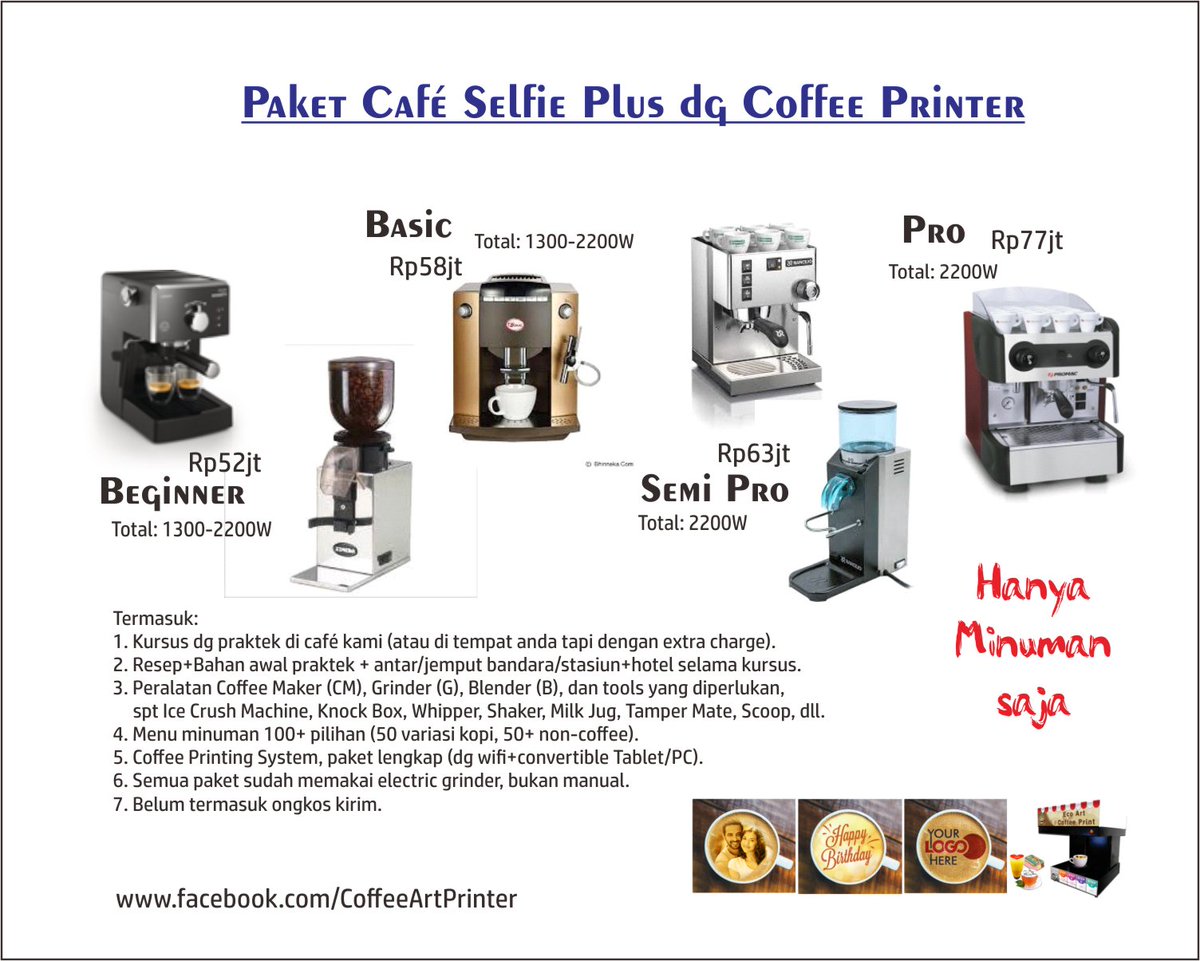 #PaketCafeSelfiePlus Kabar Gembira bagi anda yg ingin punya cafe impian dengan Coffee Printer anda bisa wujudkan segera. Cepat dan mudah.