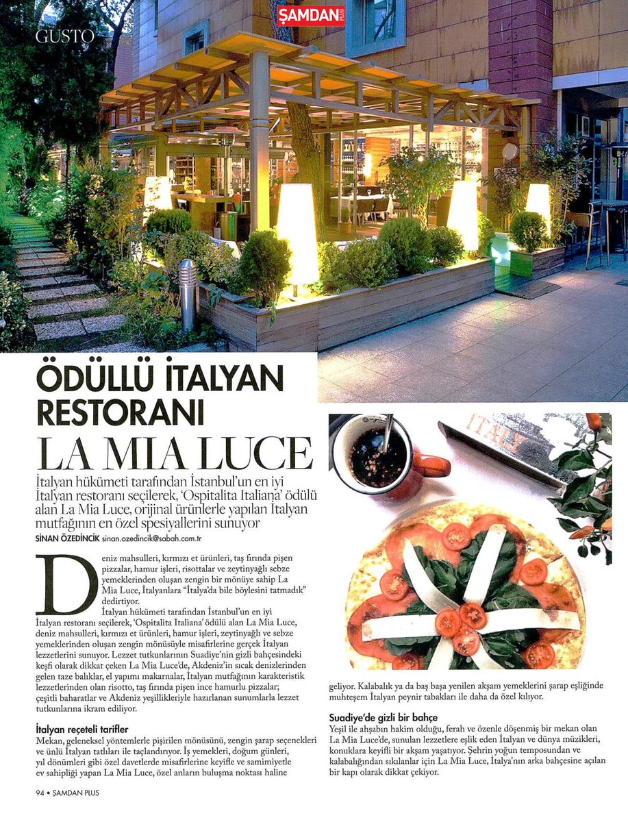 İtalyan hükümeti tarafından İstanbul'un en iyi İtalyan restoranı seçilen La Mia Luce, İtalyan mutfağının en önemli spesyallerini sunuyor.