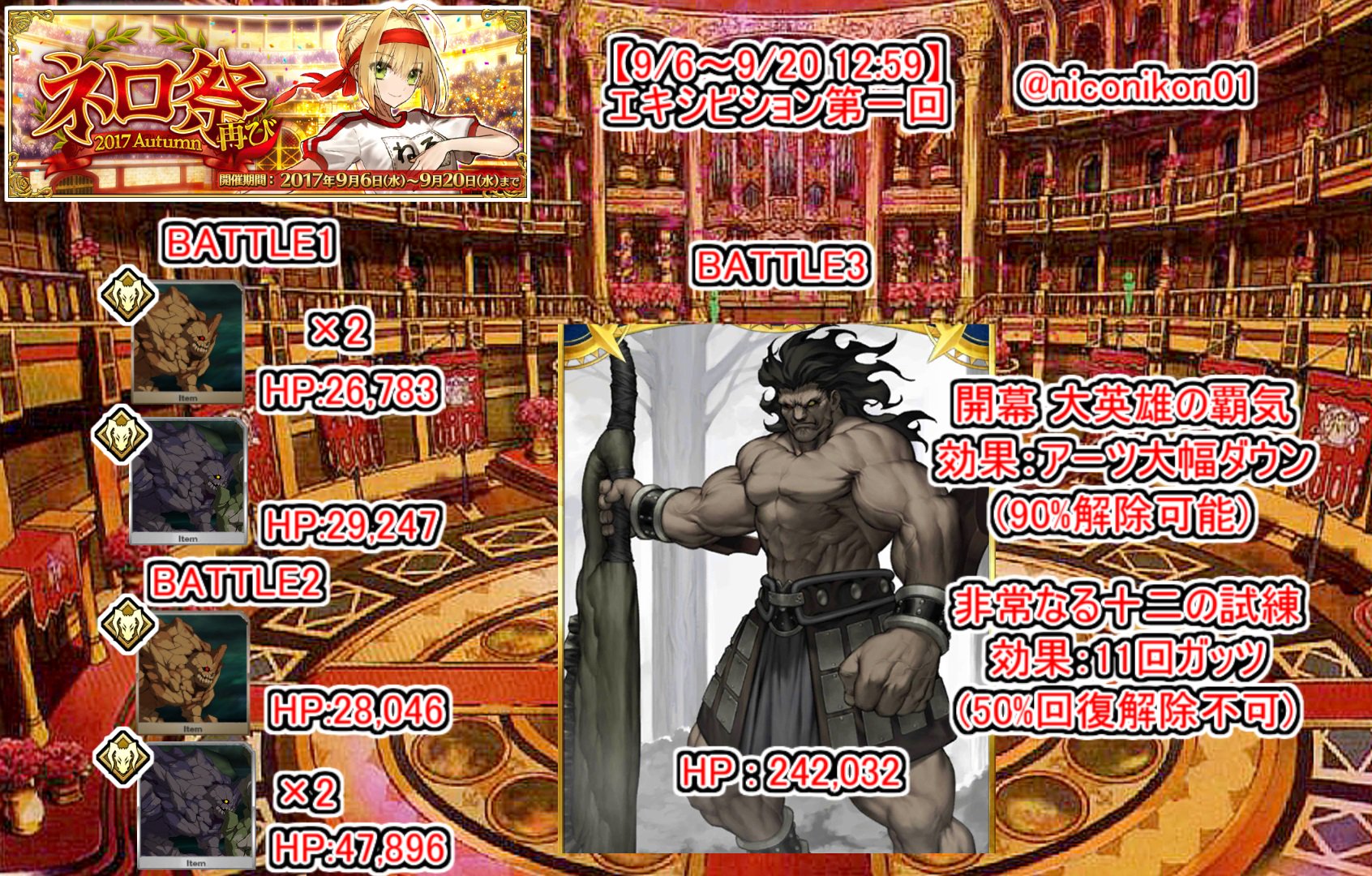 Kon Fgo Fgoイベント ネロ祭再び 17 Autumn 予選9 9 23 59まで 効率がいい所まとめました 赤枠で囲んでいる所がそのアイテムの効率がいい場所です メダルは花びら礼装つけて周るといいよ メダルは勇者級 超級あんまり変わりません Fatego Fgo Kon Fgo Fgoイベント ネロ祭再び 17 Autumn 予選9 9 23 59まで 効率がいい所まとめました 赤枠で囲んでいる所がそのアイテムの効率がいい場所です メダルは花びら礼装つけて周るといいよ メダルは勇者級 超級あんまり変わりません Fatego Fgo