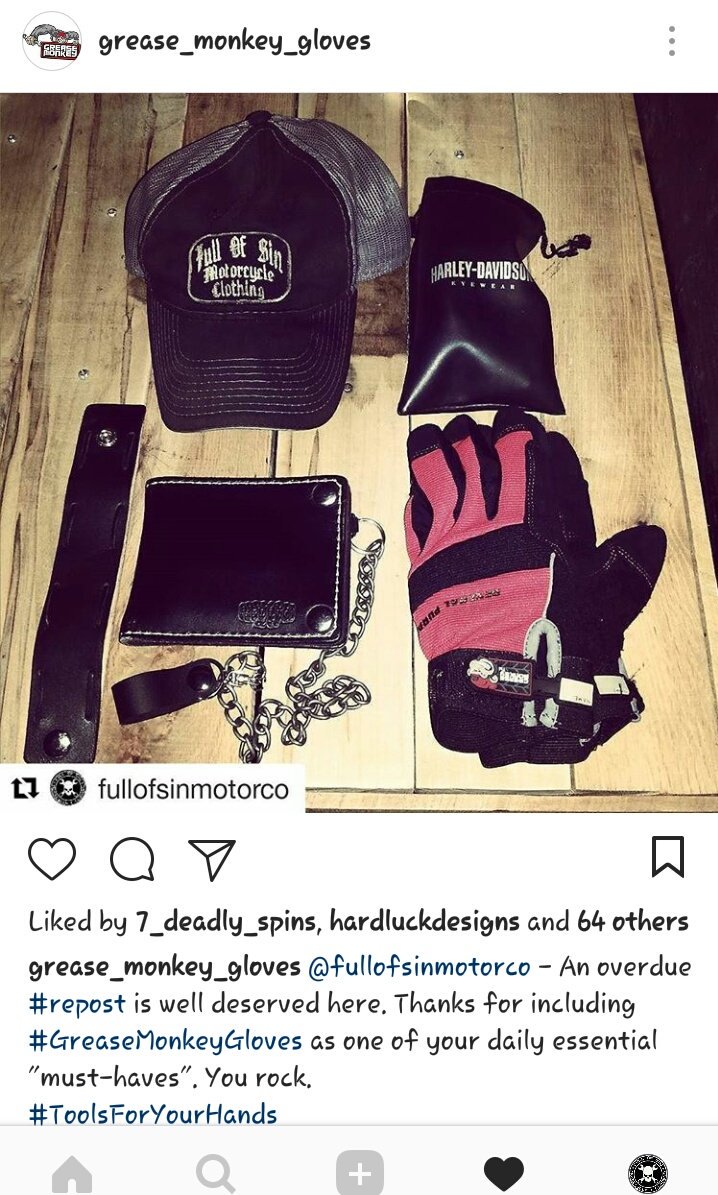 FullofSin_MC's tweet photo. Thx to @Your_GM_Gloves for the repost!! πͺπ΅π§
#greasemonkeygloves #FOSMC #fullofsinmotorco #bikers #motorcycles #garagebuilt https://t.co/2Z0K907tVX