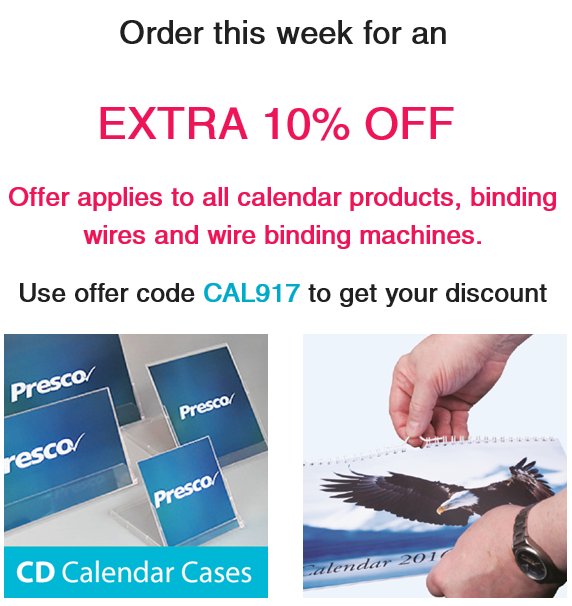 prescoUK's tweet image. Psst, it's an extra 10% off #calendarsupplies this week! :) 
ow.ly/eOLP30eWP7l 
#binding #calendarmaking #calendars