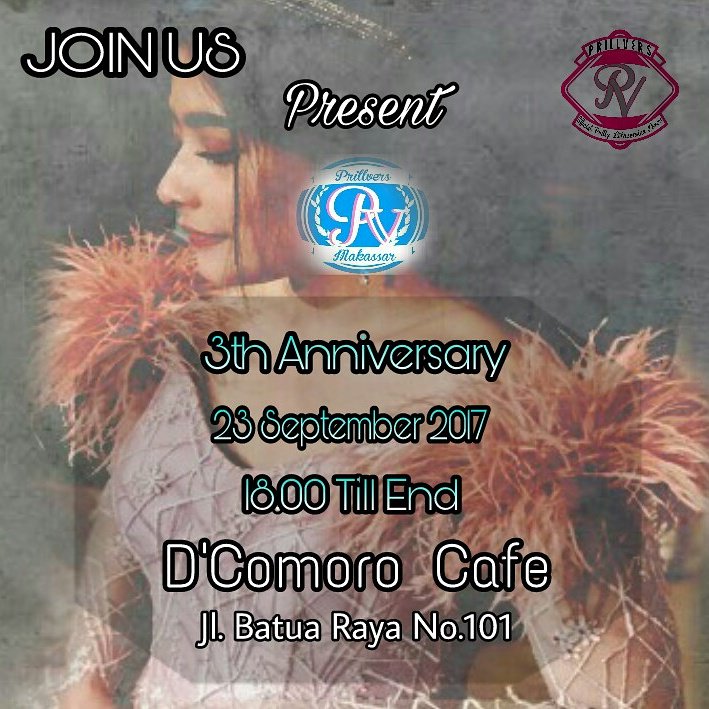 Yuk datang dan ramaikan
3th Anniversary Prillvers Makassar 
<a href="/PrillyBie/">Prilly ☘️</a>
 <a href="/ofcprllvrs/">Official Prillvers</a>