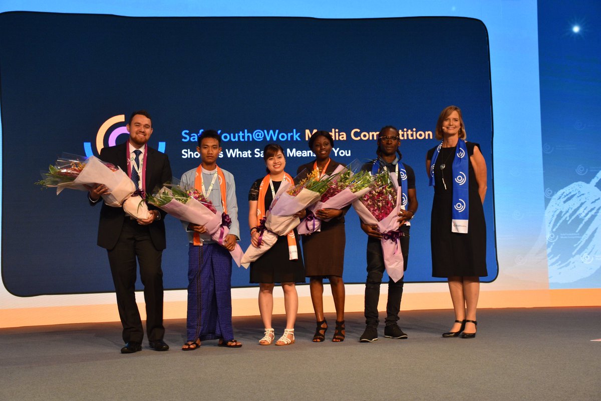 DecentJobsYouth's tweet photo. Congratulations to #SafeYouthAtWork Media Competition winners! Youth are among the world’s most vulnerable workers #WorldCongress2017 https://t.co/TZvZMP6zL8