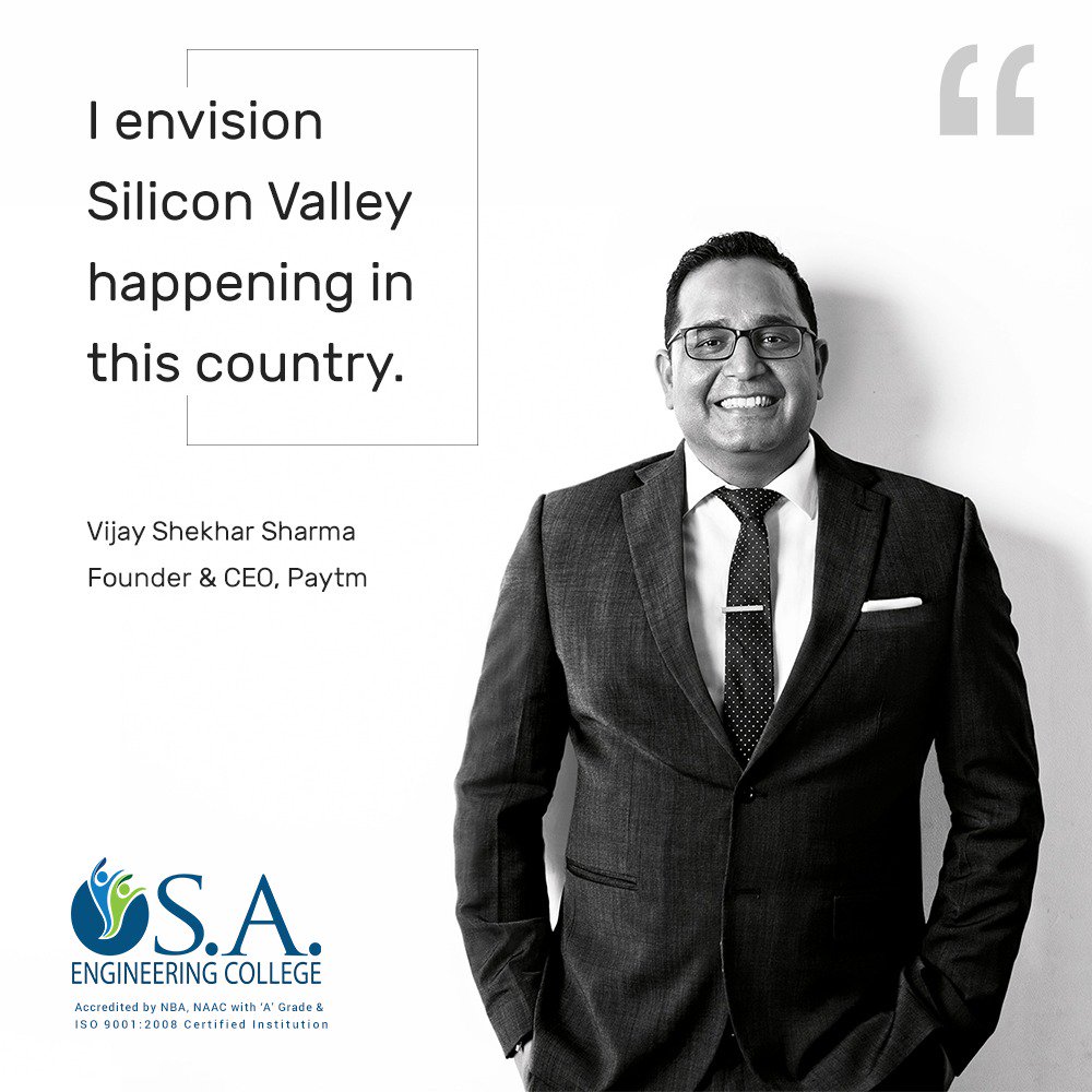 saectweets's tweet photo. 'I envision Silicon Valley happening in this country' - @vijayshekhar
#motivation #Tech #education #SAengineering #college #Paytm https://t.co/KiYvXvrigc