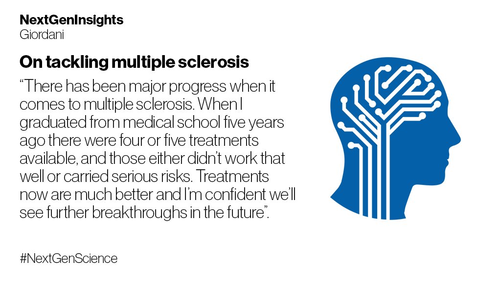 Novartis's tweet photo. Giordani, a neurologist from Brazil, on why he’s optimistic when it comes to tackling multiple sclerosis #NextGenScience [2/2] https://t.co/kDZ3Vmu4Dy