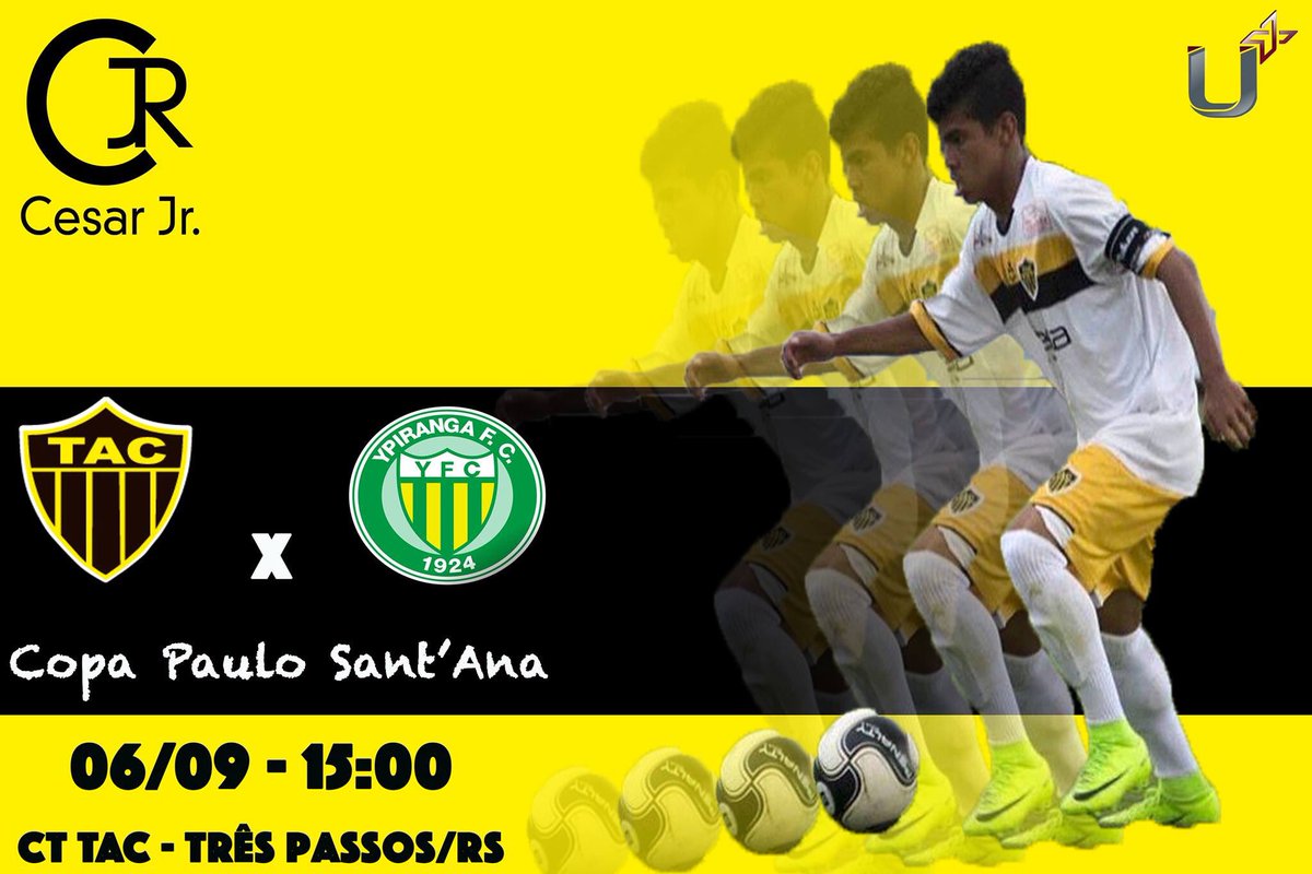 UnderPlus's tweet photo. Copa Paulo Sant'Ana
TAC x Ypiranga
06/09/2017 - 15:00
CT TAC/Três Passos-RS
#CesarJr #TACFutebolcomVida #UnderPlusManagement @cjr7oficial https://t.co/f7SrBlafdl