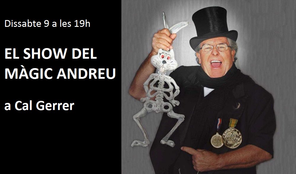 fundaciocabanas's tweet photo. Dissabte 9 a les 19h a #CalGerrer hi passaran coses estranyes, perquè... ve el #MàgicAndreu! 🎩🐰 Compreu l'entrada abans no desapareguin! https://t.co/F6Btu9eJNt