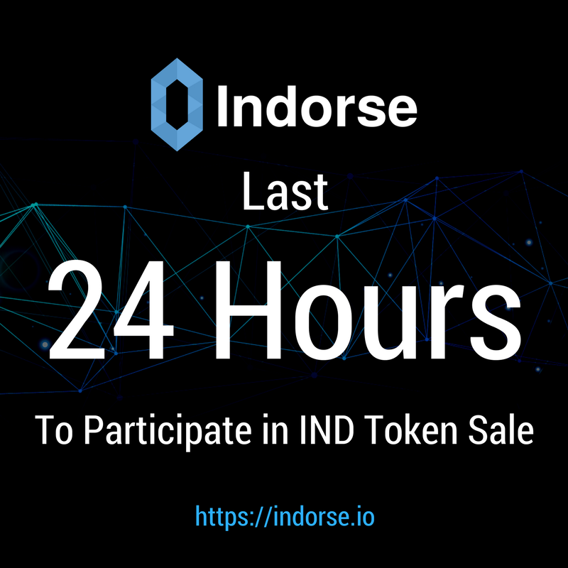 joinindorse's tweet photo. Final 24 hours left to buy IND Tokens in the Token Sale.

Participate in the Token Sale: https://t.co/Sk35XaMMQ6 https://t.co/9BHwSYEKjy
