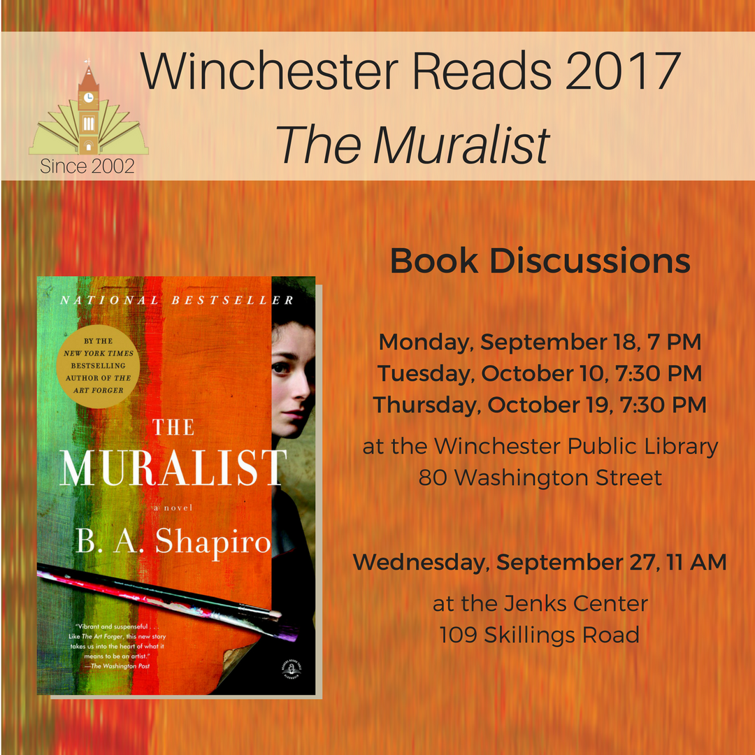 winpublib's tweet photo. Mark your calendars for one of our #WinchesterReads books discussions in September and October! #BAShapiro https://t.co/mNvXuuKEfL https://t.co/raxiXKzO1U
