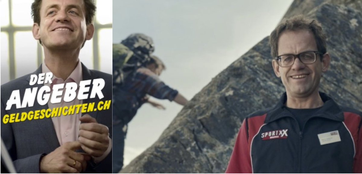 Da gleichen sich zwei aufs Haar! Der Angeber von <a href="/PostFinance/">PostFinance</a> und der Outdoor-Experte von SportXX <a href="/migros/">Migros</a> #werbung