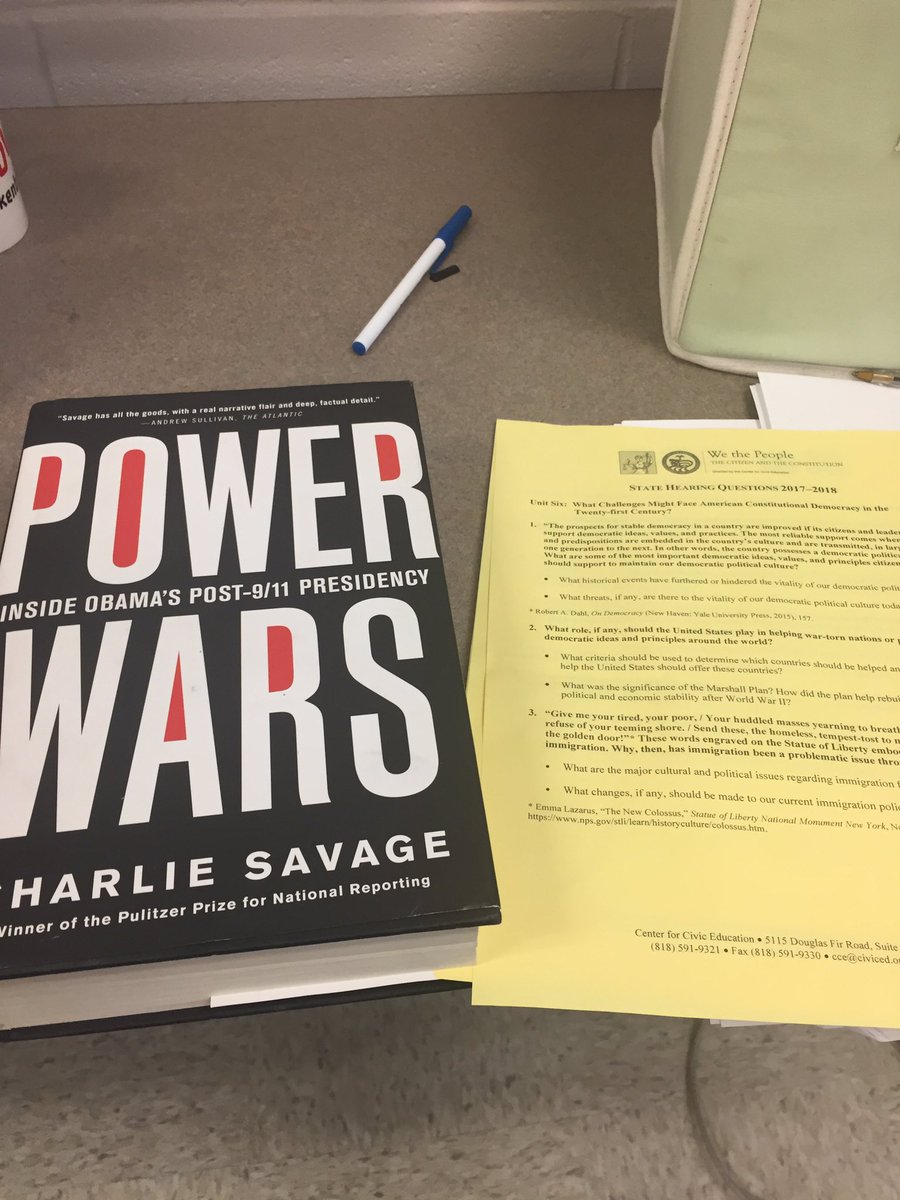 ScVanValkenburg's tweet photo. On #bookday reading @charlie_savage on Obama, exec power, + #DACA to stay ahead of students. #ConstitutionalIssues #TeachCurrentEvents https://t.co/PEjnuyyhth