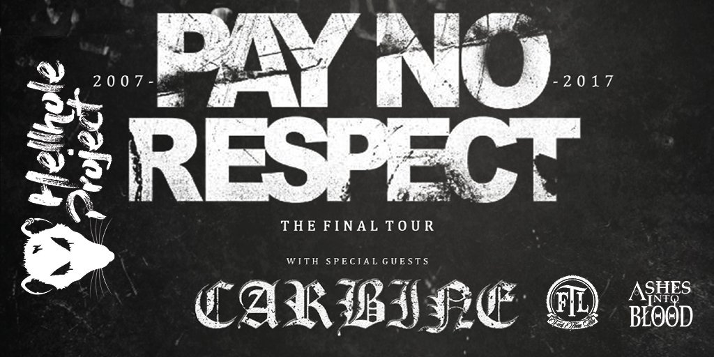 HellholeProject's tweet photo. Update: @ashesintoblood will open the final tour of @paynorespect on Oct 11th !
#PNR #TheFinalTour #SeeYouInThePit

https://t.co/womBdE2hog https://t.co/d2GuoEKJw9