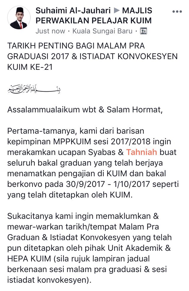 mppkuim's tweet photo. 📌TARIKH PENTING BAGI MAJLIS PRA GRADUASI DAN ISTIADAT KONVOKESYEN KE-21 https://t.co/w7A73UMxmk