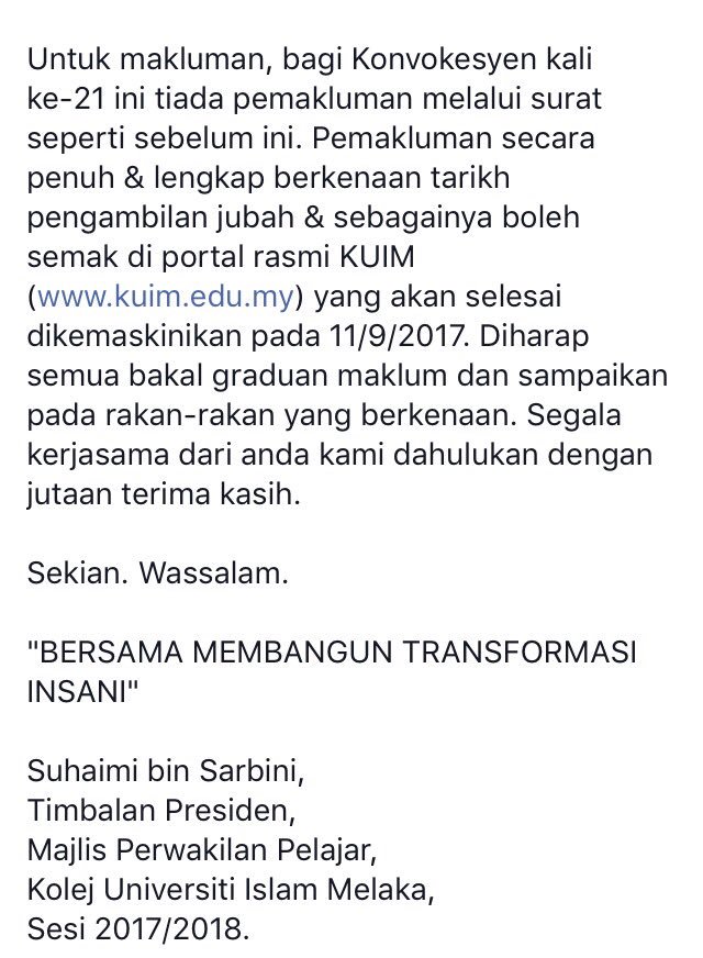 mppkuim's tweet photo. 📌TARIKH PENTING BAGI MAJLIS PRA GRADUASI DAN ISTIADAT KONVOKESYEN KE-21 https://t.co/w7A73UMxmk