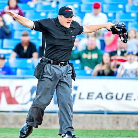 HCSportsHOF's tweet photo. Who's that in blue? Former @HCHSTIGERS standout @Hardin97 selected (as a rookie!) for @CanAmLeague playoff umpire crew. Congrats! #HCAlumni https://t.co/nial1WGwU9
