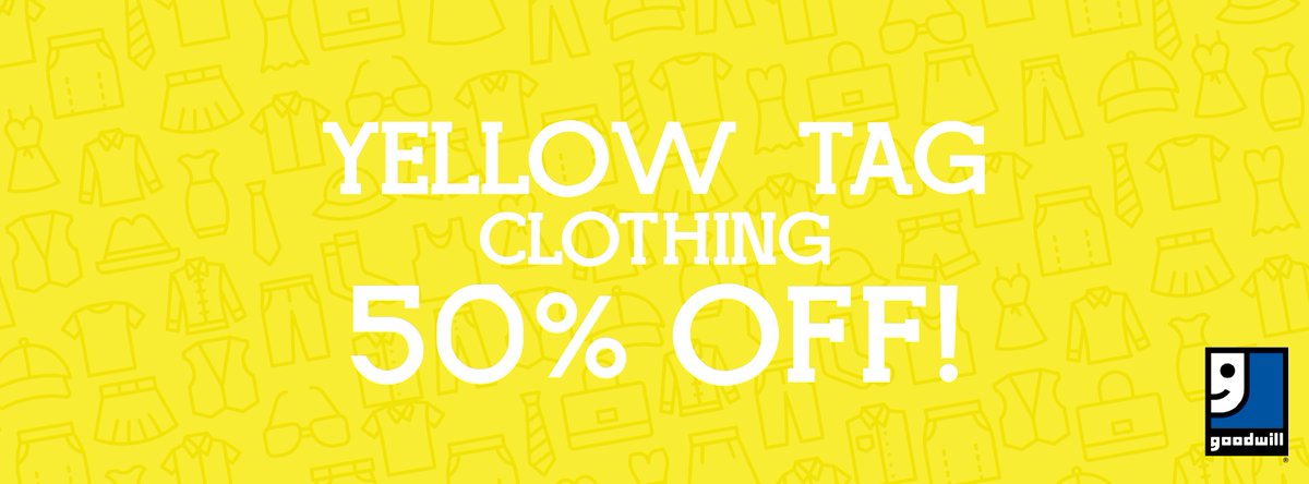LincolnGoodwill's tweet photo. #Yellow Clothing Tags 50% off this week! #LincolnGoodwill #LNK #colorsale #clothingsale https://t.co/lj4OwUJm0u