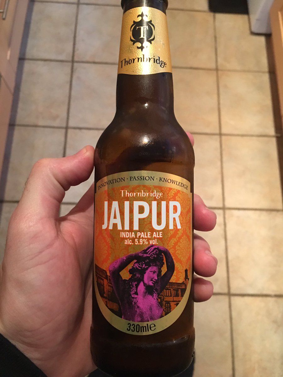 DRoyHawkwind's tweet photo. Kicking it old school, with a Jaipur in newer small bottle @thornbridge could drink another! #delicious #trailblazer #throwbackipa https://t.co/2muxSG9Okm