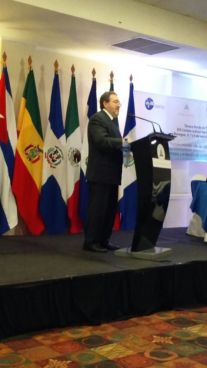 XIX Edición Cumbre Judicial Iberoamericana. III Ronda de Talleres. Managua 6, 7 y 8 set. 2017. Como Secretario Permanente, abriendo el acto.
