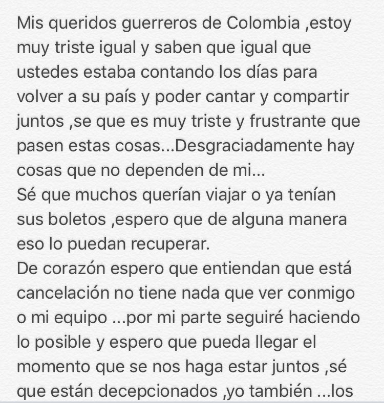 DulceMaria's tweet photo. Mis guerreros de Colombia ⬇️💔 https://t.co/jxwyvGy0Fp