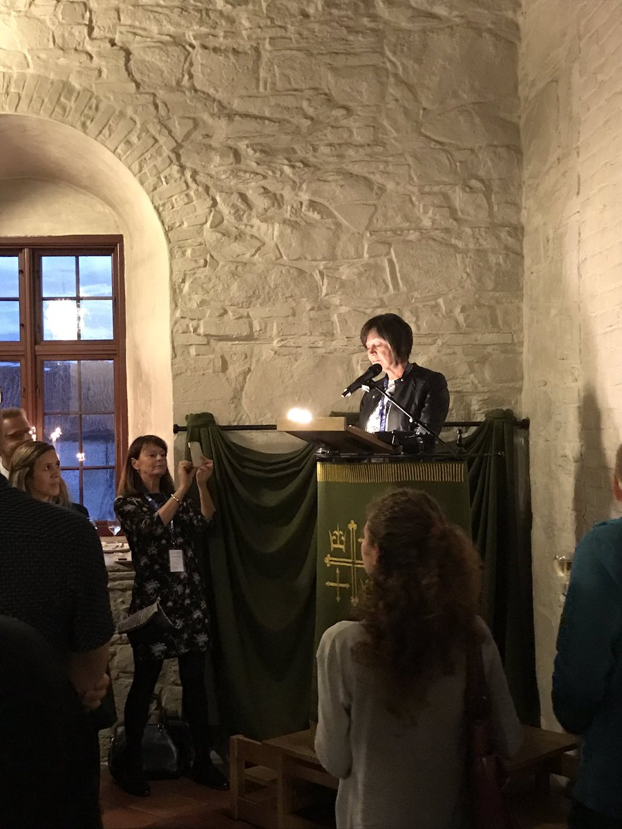 Siri Merete Brændvik whising welcome to #ESMAC2017 at the Archbishops Palace after a great organ concert in Nidaros Cathedral