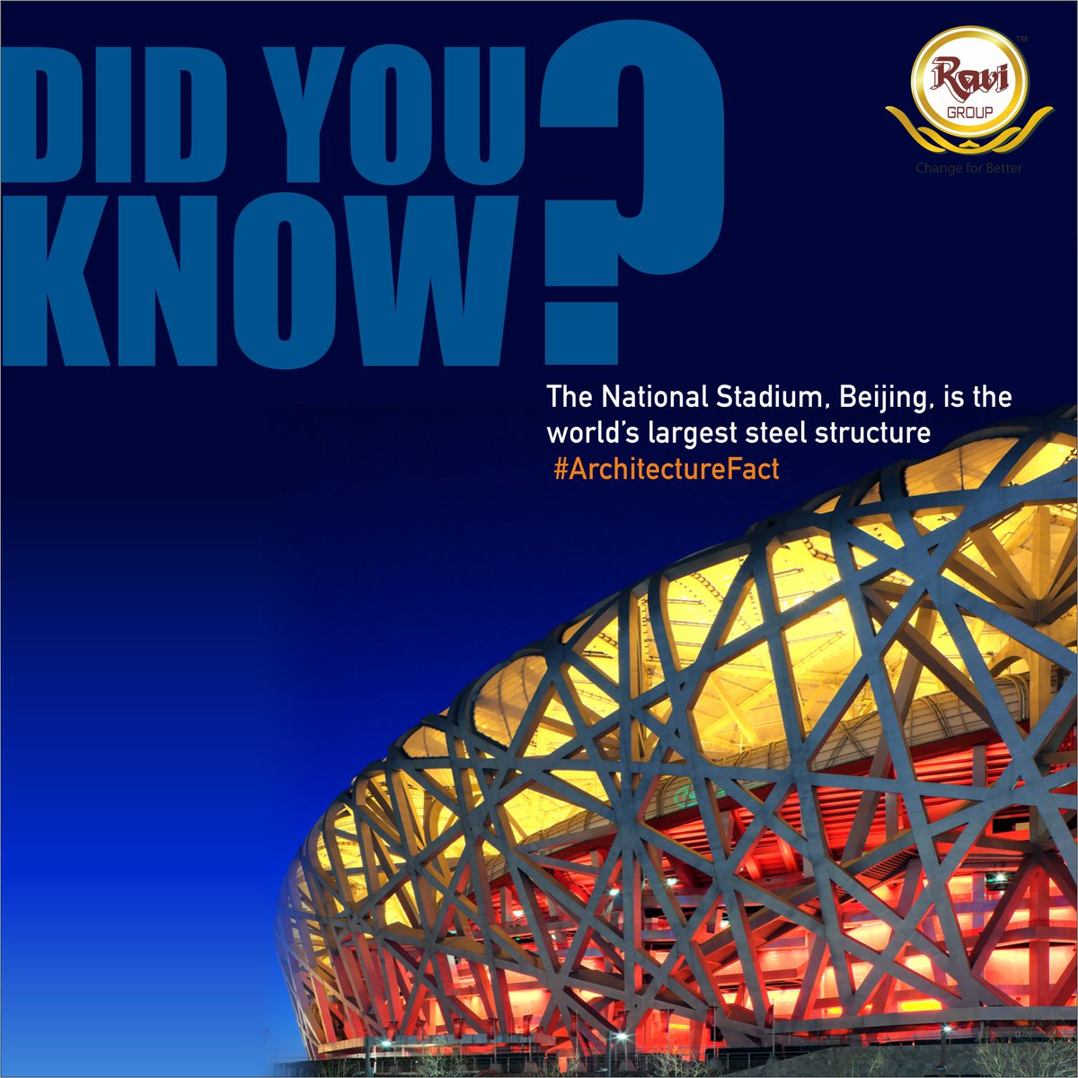 RaviGroup_India's tweet photo. Here’s an interesting #ArchitectureFact about the #Bird’sNest https://t.co/o8ODBQoxqS