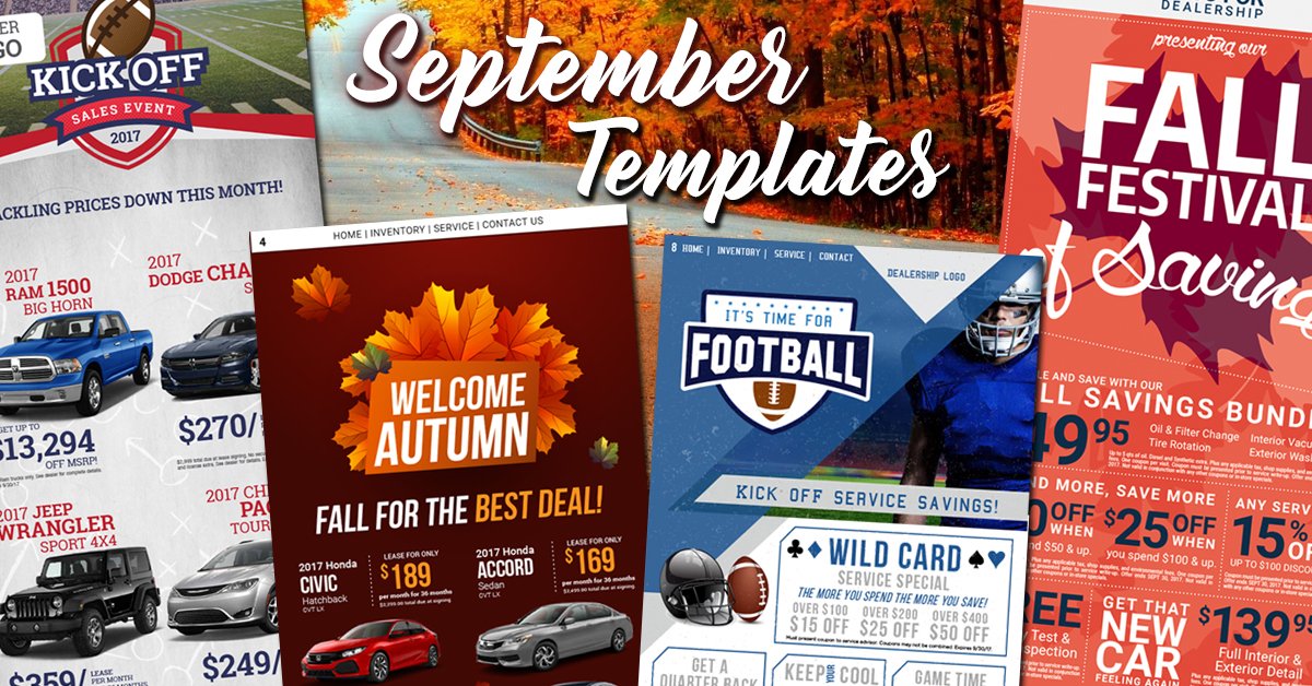 dealership4life's tweet photo. September e-blast templates are here! Reach out and retain your customers! #DealershipForLife #DealerBranding
https://t.co/2OrCu8Axqv https://t.co/LYslZFjNFF