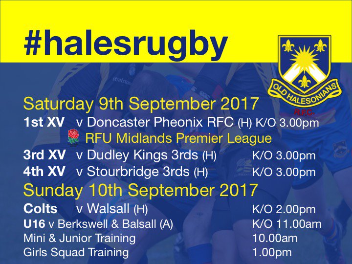oldhalesrfc's tweet photo. @oldhalesrfc welcome @DonnyPhoenix this weekend, plenty of other action at the #fortress as 3rds &amp; 4ths battle local rivals #halesrugby https://t.co/ploZsELTco