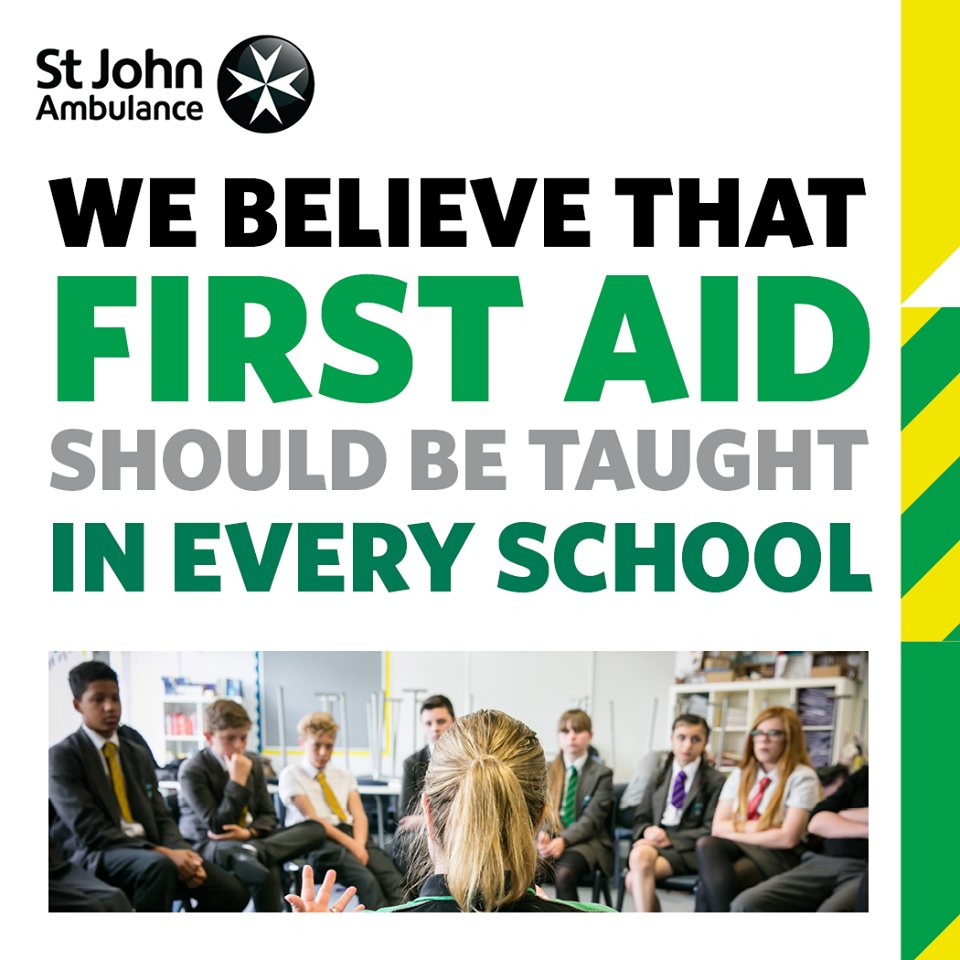 stjohnambulance's tweet photo. As the new school year gets underway, we’re committed to giving every child the opportunity to learn #firstaid at school. RT if you agree https://t.co/pEUMg9mwpV