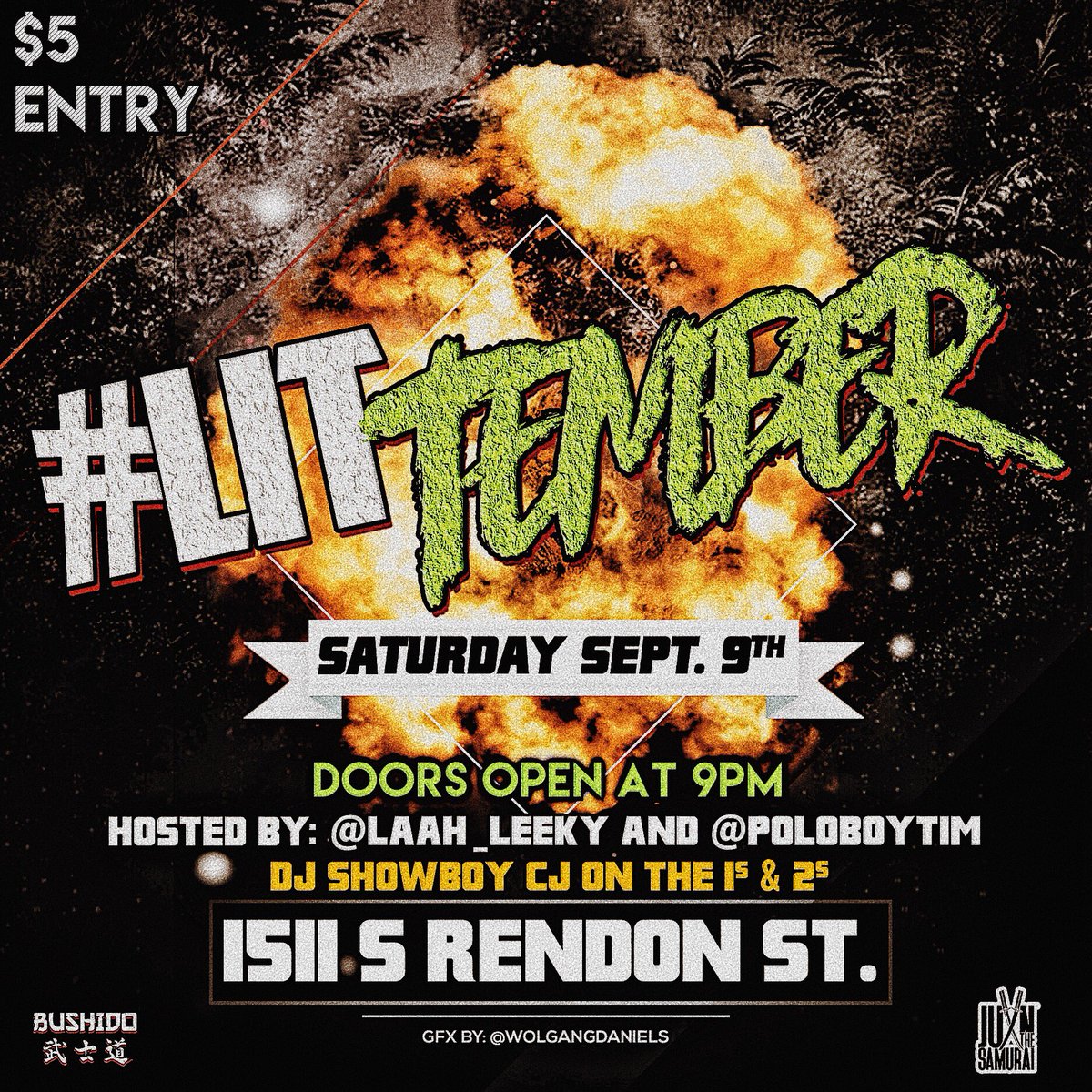iamjohncordier's tweet photo. This Saturday❗️pull up @ #LitTember 🔥/ Warren Easton VS Brother Martin Jamboree After Party 🌊  starts at 9pm "1511 S Rendon St." only $5 #RT https://t.co/x8SRIojx4a