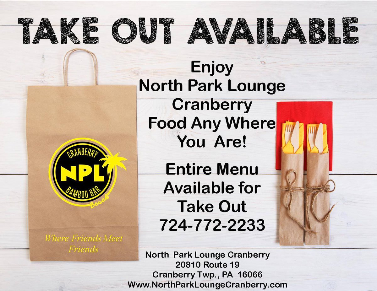 nplcranberry's tweet photo. Don't have time to Dine In?  We have Take Out available all day! #NPLCranberry https://t.co/MWfRz5AVj9