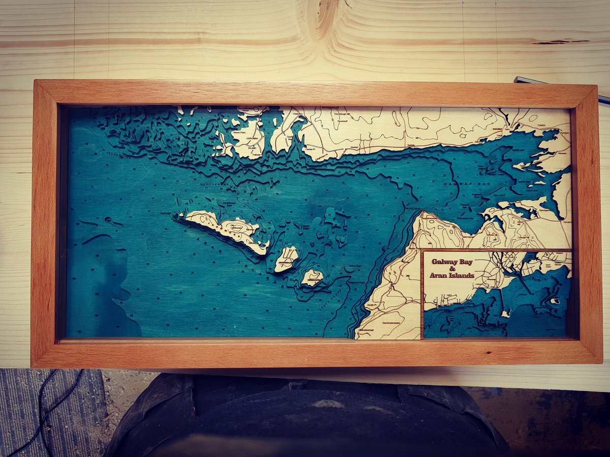 Todays project. Galway Bay and Aran Islands, framed in a solid Beach frame. #Galway  #IrishMade #ChartDatum