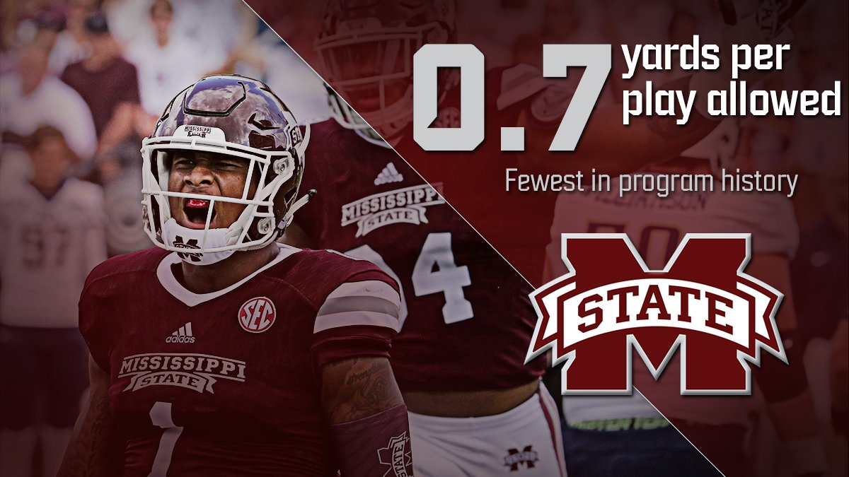 SECNetwork's tweet photo. They gave up 33 total yards.
That's 0.7 yards per play.

The @HailStateFB defense = dominant. https://t.co/UMrMcckQDK
