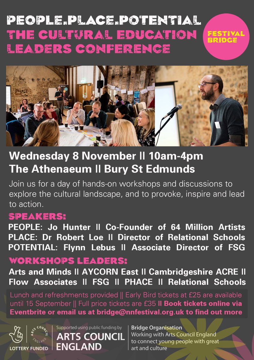 NNFestCC's tweet photo. More speakers &amp; workshops confirmed for our Cultural Education Leaders Conference | Wed 8 Nov #PeoplePlacePotential https://t.co/VdoMC1fOi5 https://t.co/hDDhVyF5RL
