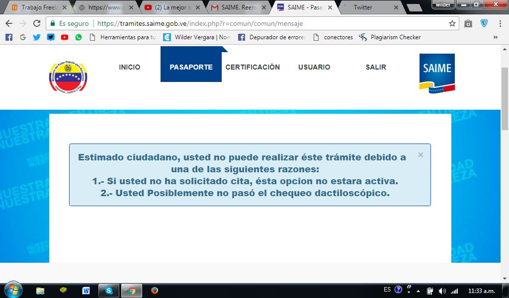 DeadCrudo's tweet photo. @RedsocialSAIME Ya pase la cita y el chequeo aprobado desde hace meses llevo intentando pagar el pasaporte y no puedo. Wilder Vergara 26.488.385 AUXILIO!7 https://t.co/uxJzFhC6hj