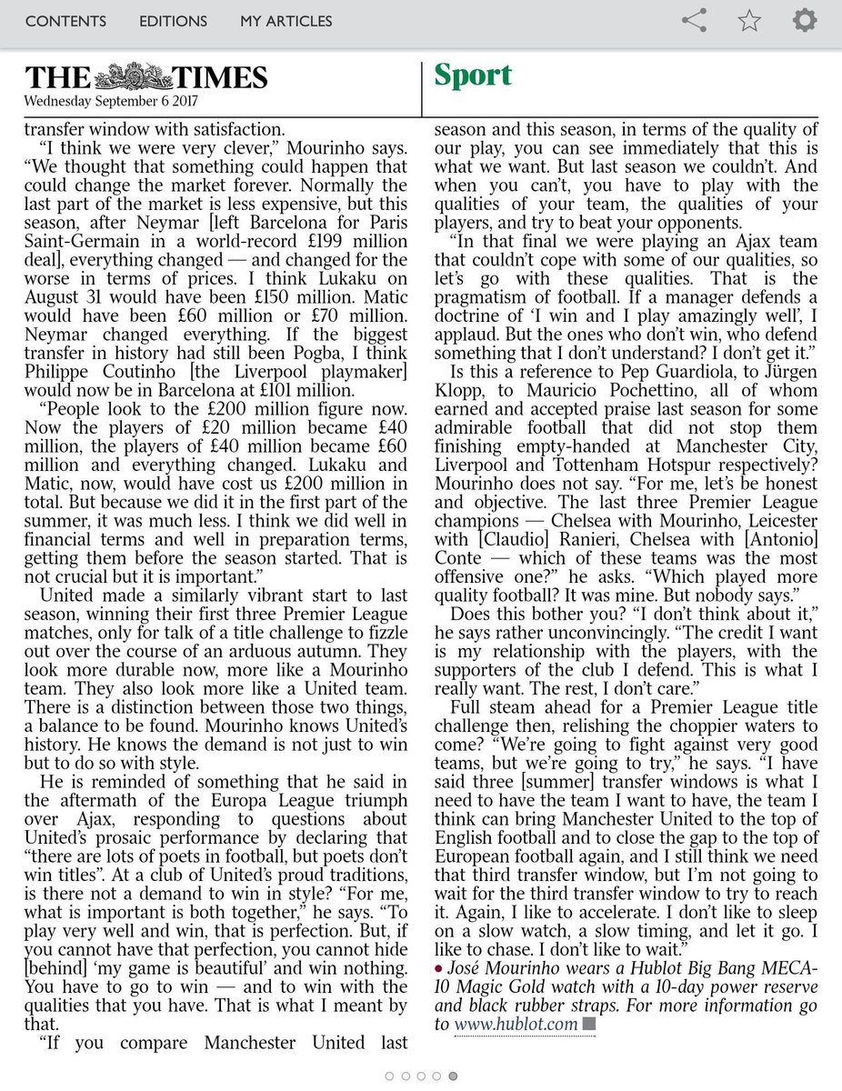 RedLifeMUFC's tweet image. Jose Mourinho exclusive interview in The Times: #mufc