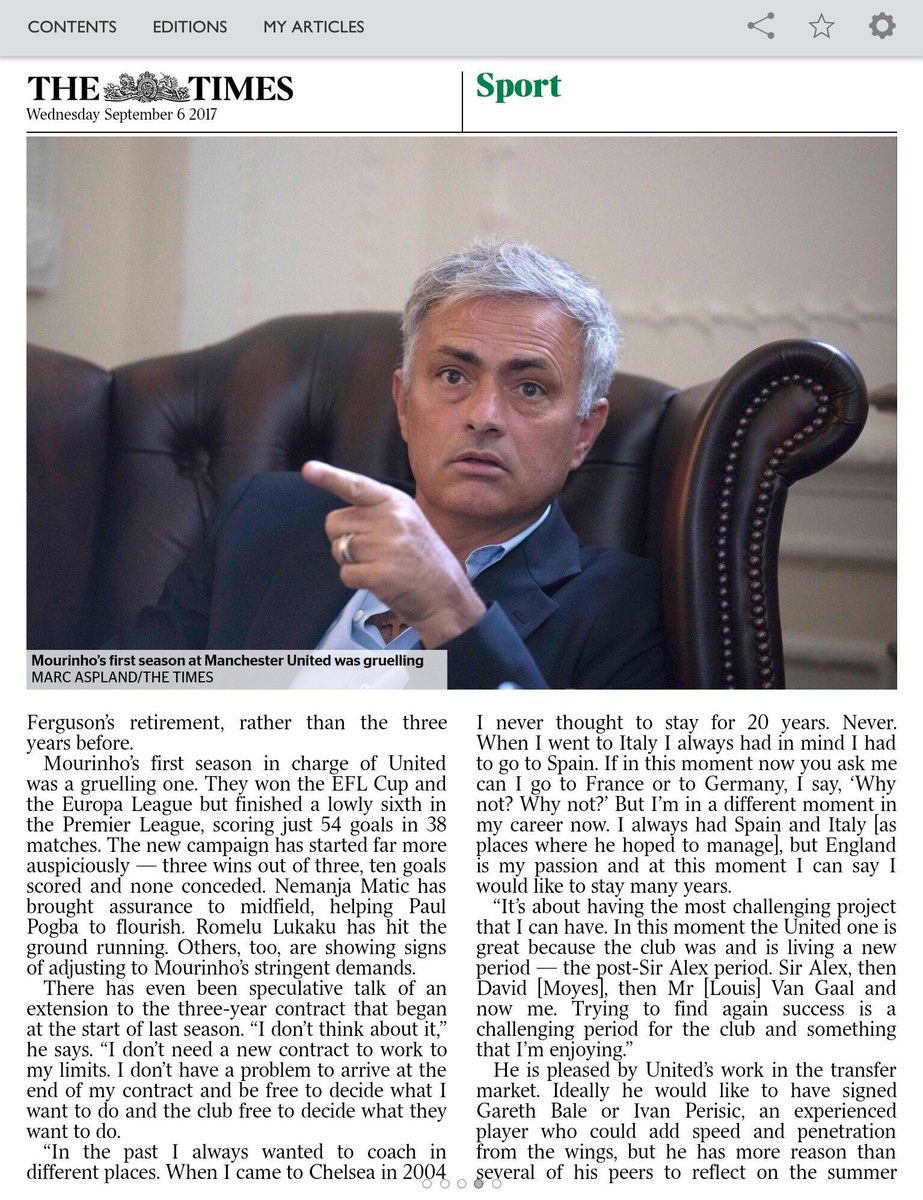 RedLifeMUFC's tweet image. Jose Mourinho exclusive interview in The Times: #mufc