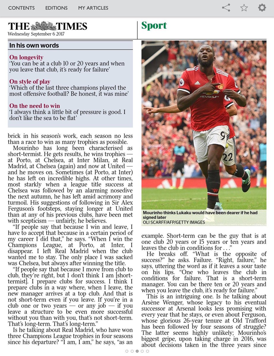 RedLifeMUFC's tweet image. Jose Mourinho exclusive interview in The Times: #mufc
