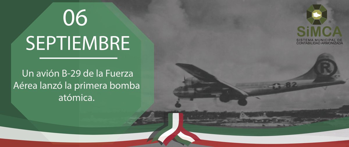 simcaoax's tweet photo. #UnDíaComoHoy pero de 1945, un avión B-29 de la Fuerza Aérea lanzó la primera bomba atómica. https://t.co/hTUbv7sALS