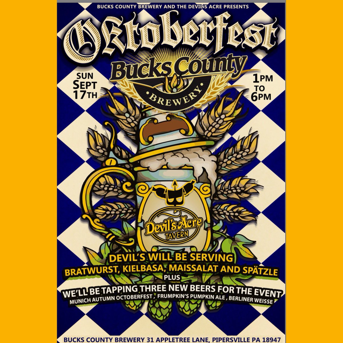 theacrepa's tweet photo. Oktoberfest is happening! Let's do this! @buckscountybrew @PlumsteadvilleV - Sunday 9/17/17 1-6pm @VisitBucksPA https://t.co/nj6DZZY1yI