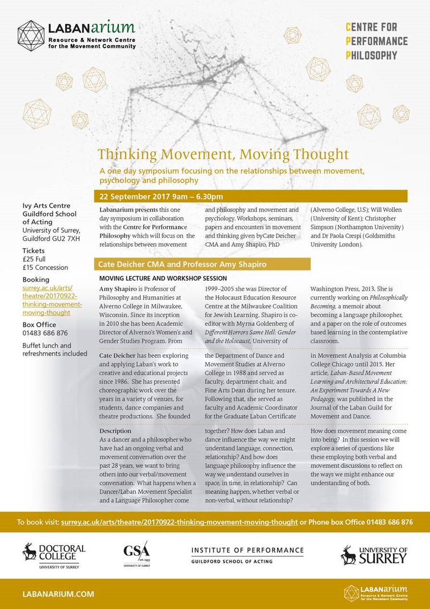 The_GSA's tweet photo. The Labanarium present 'Thinking Movement, Moving Thought' - a 1 day symposium 22nd Sept Book now https://t.co/b29YC14sd6 https://t.co/gLyPh6y8So