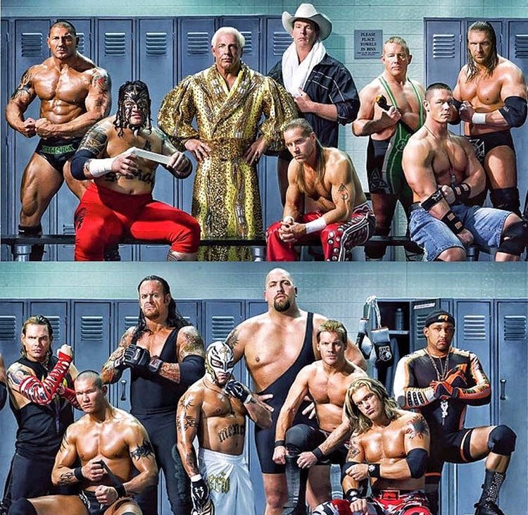 WWE wrestling Legends all in one photo