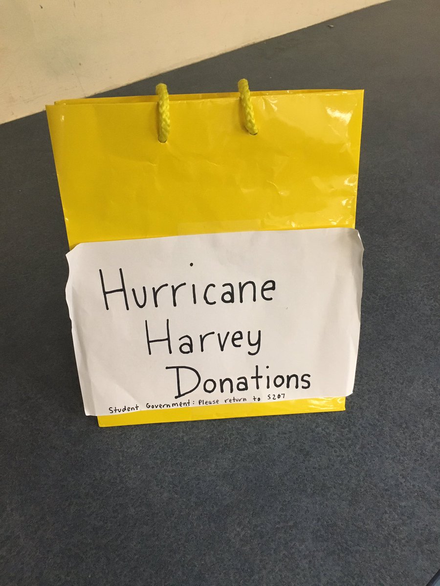 🌟🌟Our Student Government officers will be walking around during ALL lunch periods to accept donations for the victims of Hurricane Harvey🌟🌟