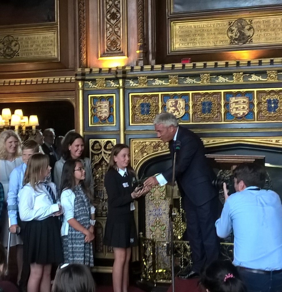 Very proud to receive the Speaker's Award from Mr Speaker himself(fresh from refereeing Prime Minister's Questions)