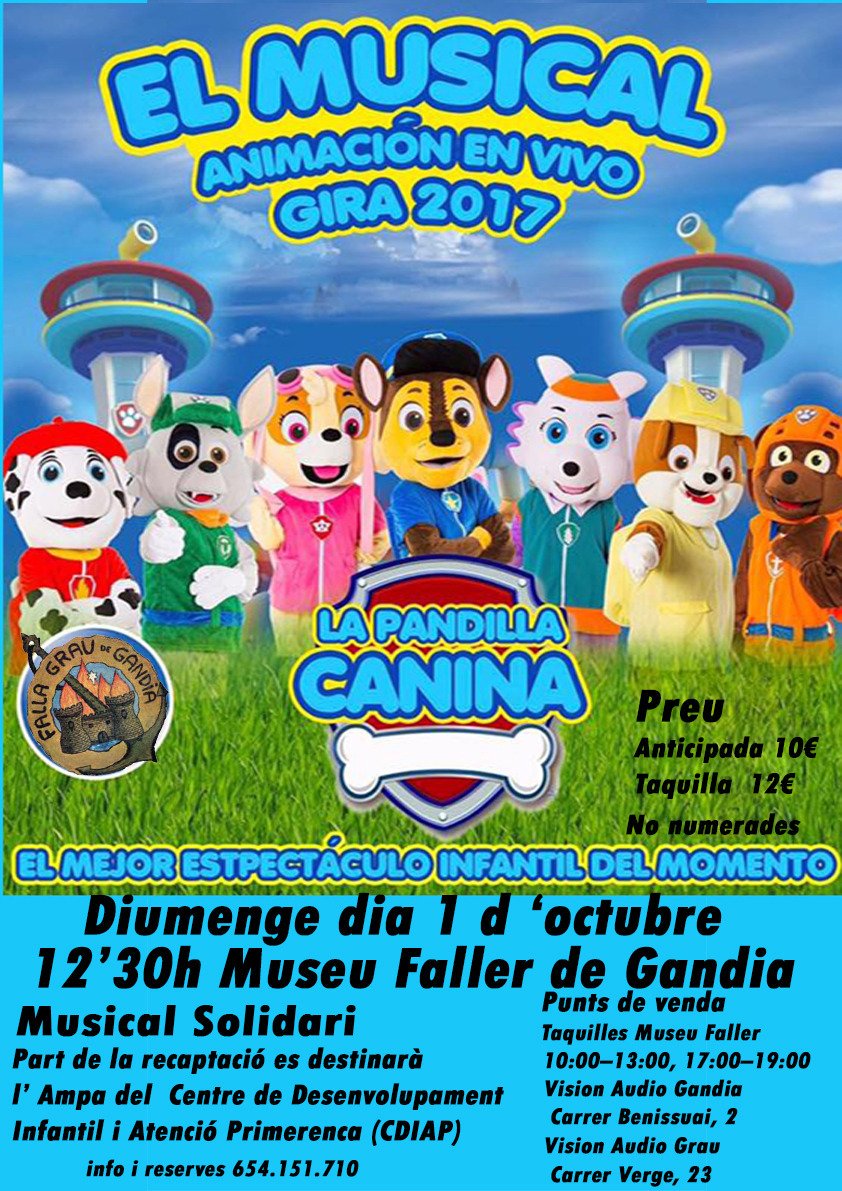 FallaGrau's tweet image. La Falla Grau organitza el musical la Pandilla Canina i el tribut a Nino Bravo i Rafael!#solidaris #firaifestesgandia !