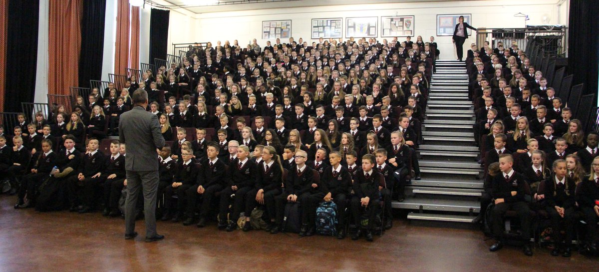 Welcome Y7!  Our 350 new Y7s in their first assembly this morning listening to our Headteacher Mr Wirth @Eccohead