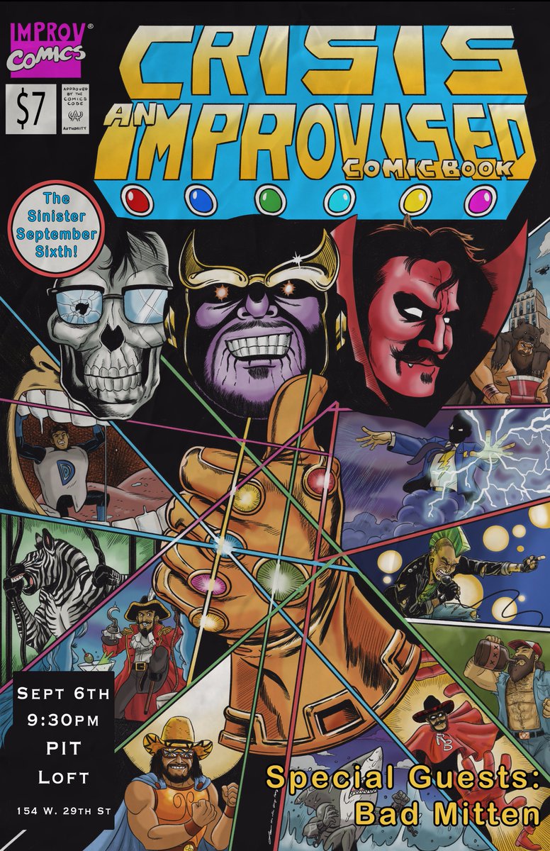 CrisisImprov's tweet photo. It's the SINISTER 6(th of September)! Celebrate this dastardly date with improvised comic books at @thepitnyc Loft! https://t.co/n7HyHUl8mm https://t.co/P45EqazPCy