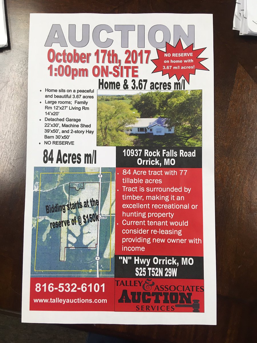 Farm Land Auction close to KC MO already platted.